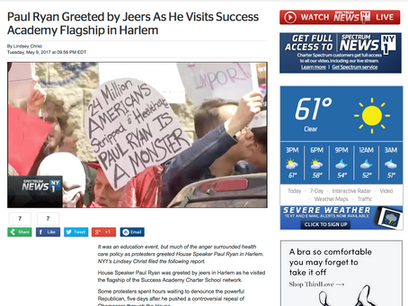 NY1: Paul Ryan Greeted by Jeers of 'Shame,' led by #RevolutionIsSexy as he visits Harlem cha